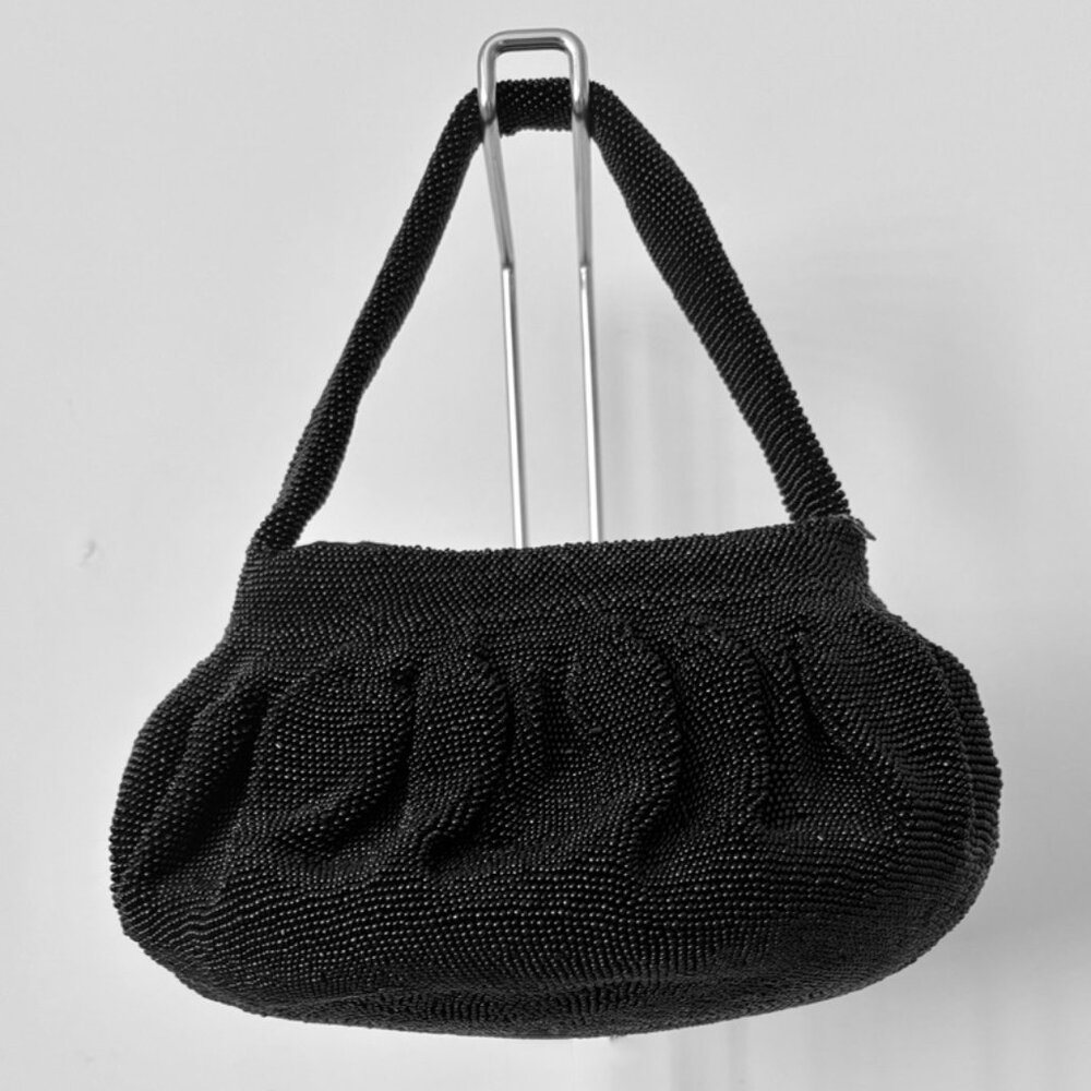 Gorgeous 1920s-1930s Vintage Black Evening Bag with Caviar Beading